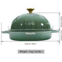 Flavehc Bread Oven Cast Iron Bread Dutch Oven  Cloche Lid For Bread Baking Darkcyan Enameled Cast Iron Bread Oven  Dome Lid For Sourdough, 9.8 InchGreen 8 InchGreen - Bildfarbe - View 4