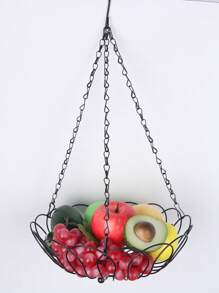Hochwertige 1-stöckige/3-stöckige hängende Obst- und Gemüseaufbewahrung für die Küche, mit stabilen Metallkettenaufhängungen, Drahtkorb für Obst und Gemüse, hochwertige Drahtaufbewahrung, Landhausstil Küchenaufbewahrung