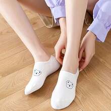 5/10 Pairs Of Socks, Women's Boat Socks, Low Vamp Invisible Socks, Women's Cartoon Anti Slip And Non Falling Heel Socks - Multicolor - View 7