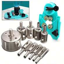 1/10/11/15/16pcs Rhinestone Hole Saw Kit With Adjustable Guide, Suction Cup Base, 1-3.15 Inch Coated Core Drill Bits, Adjustable Hole Saw Centering Locator With Suction Cup, For Glass, Ceramic, Porcelain Tile, Tool Accessories - Multicolor - View 2