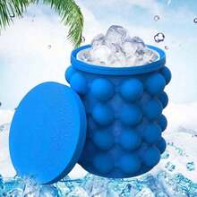 1 pieza - Cubitera y molde de cubitos de hielo 2 en 1 duradero de silicona - Perfecto para bares y clubes - Azul - Ver 1