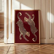 1pc Frameless Fashion Leopard Print Wall Decor, Burgundy Printed Artwork, Modern Wall Hanging, Vibrant Bold Gift, Leopard Print Gift, Dopamine Decor - Multicolor - View 5