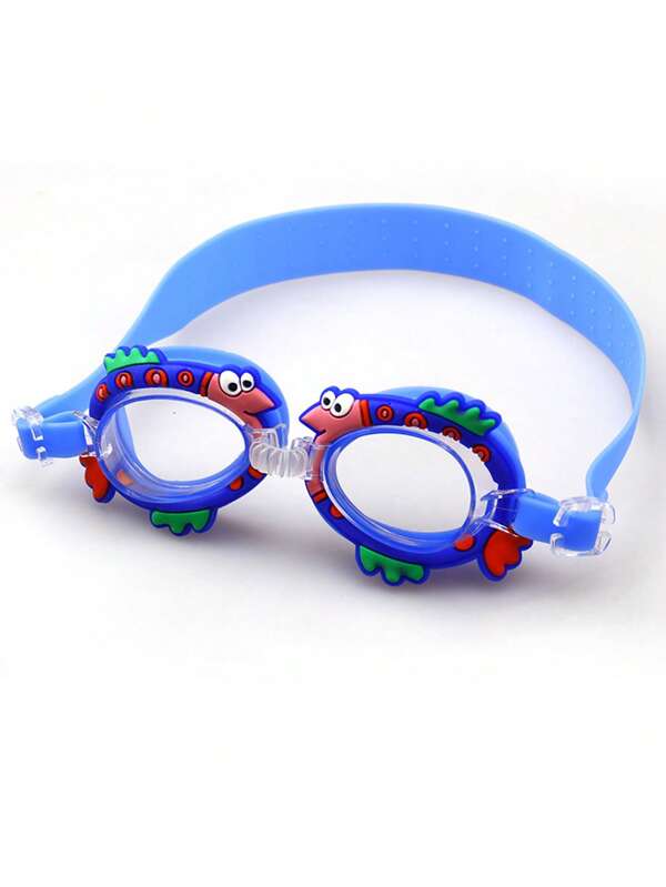 1pc New Cute Waterproof Anti-Fog Kids Swimming Goggles, Cartoon Design With Adjustable Strap For Children