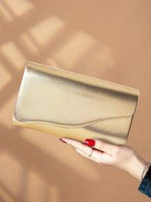 Bolso de embrague de mujer de unicolor de PU de lujo, estilo nuevo, bolso elegante y de moda para fiestas y cenas, cartera perfecta con compartimento oculto para tarjetas, bolso bandolera con cadena de metal desmontable, adecuado para fiestas, cenas, reuniones, bodas, mejor opción como regalo.
