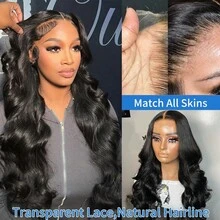 bling hair 13x6 Body Wave Lace Front Wigs Human Hair Pre Plucked HD Transparent Lace Frontal Wigs Human Hair 180% Density Glueless 13x6 Body Wave Human Wigs With Baby Hair For Women - Natural Black - View 5