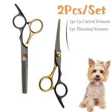 Premium Tiergrooming-Scherensatz, Edelstahl Hunde- und Katzen-Trimm-Scheren mit ergonomischem Design für beide Hände, professionelles Werkzeug zum Schneiden von Tierhaar inklusive Kamm und Pflegezubehör