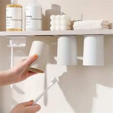 磁力吸附倒置漱口杯，无需钻孔的镜柜收纳，简约情侣牙刷杯架，带排水设计的浴室配件，方便清洁浴室装饰秋季装饰返校 - 彩色 - 查看 7