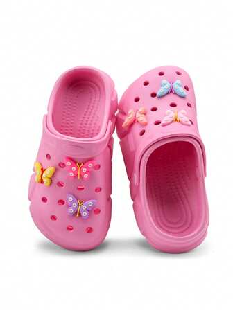 HOEASE Casual Breathable Clogs With Cute Cartoon Charms For Girls, Quick Drying Lightweight Anti Slip Clogs For Indoor Outdoor Shower Beach Pool, All Seasons