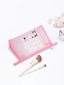 网眼尼龙带数据线插头图案印花女士便携式化妆包，带便携式多用途化妆包，女士化妆包旅行盥洗收纳袋，旅行设备充电器收纳袋，返校医生教师礼物，化妆包袋护肤包洗漱包收纳袋，旅行度假必需品宿舍必需品，婚礼伴娘礼物，妈妈礼物，生日礼物，送给朋友的礼物 - 彩色 - 查看 6