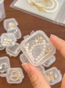 10pcs Plastic Transparent Small Square Box, Jewelry Box Earplug Small Box. Jewelry Mini Earring Box, Storage Box, Suitable For Bedroom Living Room Storage Summer Goods For Women Storage Organizer Gift Back To School