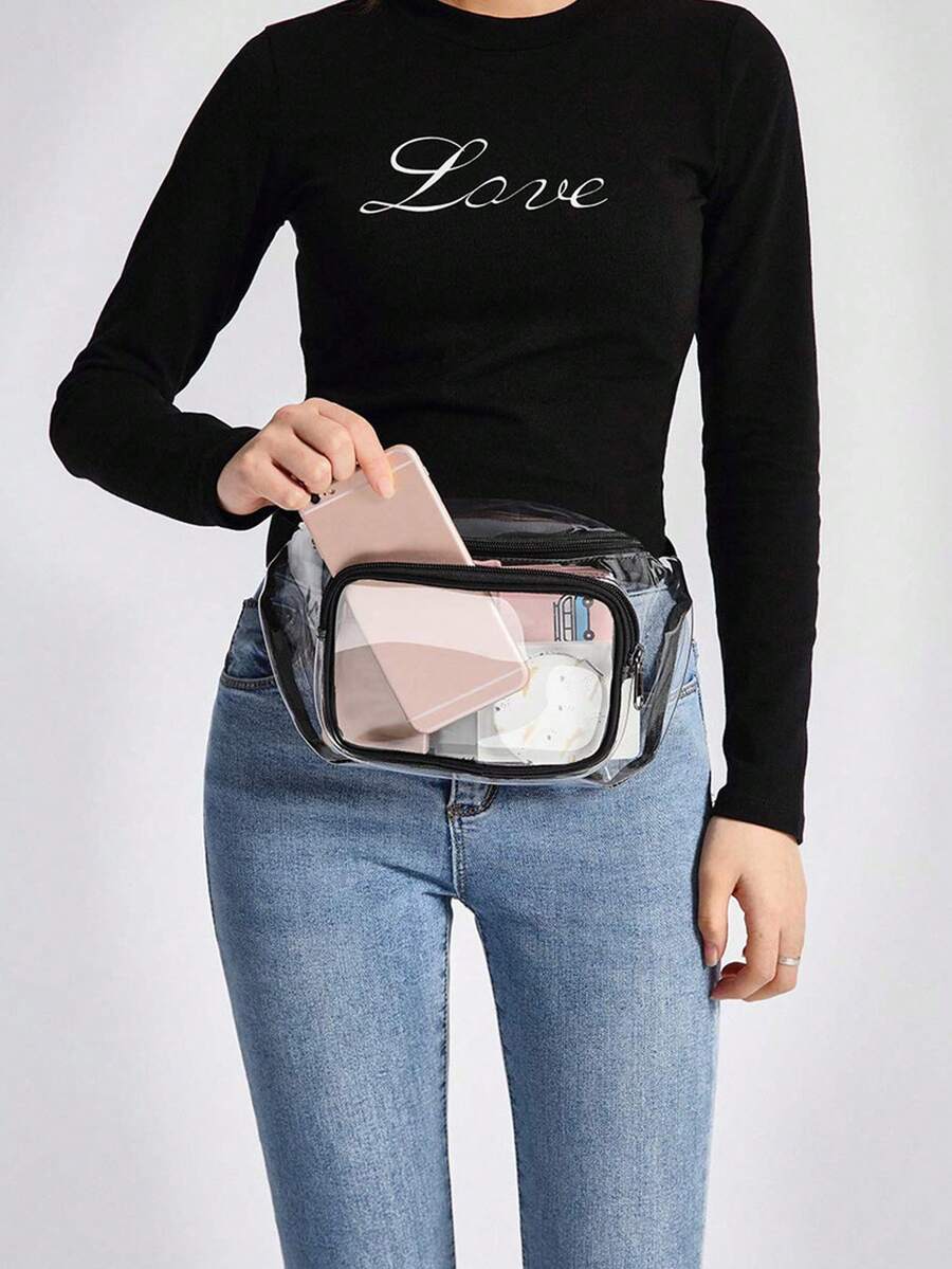 1PC Transparent Waist Bag Large Capacity Portable Travel Storage Bag Multifunctional Waterproof And Dustproof Material Outdoor Sports Bag Summer Graduation School Supplies Clear Bag