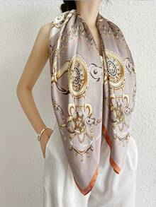 1pc Women Chain Print Fashionable Scarf For Daily Life Bandana,Hair Band,Head Band Ideal For Dressing Up Your Look,Scarfs For Woman, Head Wrap, Head Scarf