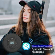 CD-Tragbarer Spieler, Bluetooth-Drahtlosverbindung, USB-Aufladung + AUX-Kabeleingang, HiFi-Soundqualität, LCD-Displaybildschirm, geeignet für Auto, Zuhause, Outdoor-Nutzung, 3-in-1-Geschenk