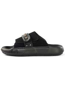 Handmade Stitched Men's Summer Hook And Loop Beach Sandals, Thick Sole Lightweight Casual Outdoor Breathable Slippers