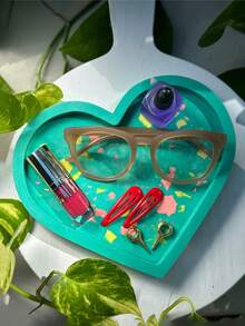 多种尺寸心形硅胶模具 | 适用于混凝土/环氧树脂/石膏 | 易脱模，经久耐用 | DIY首饰托盘/石膏花盆/树脂杯垫 | 浪漫家居装饰，情人节、母亲节 | 婚礼装饰 - 白色 - 查看 5