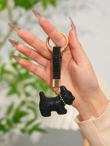 1 pieza Llavero con perro decorado con rhinestones de colores, accesorio para bolso, regalo para amantes, amigos, adecuado para uso diario de hombres y mujeres