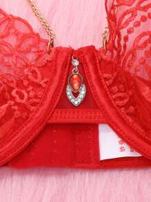 Conjunto de 3 sutiãs camisola bordados de malha de lingerie sexy feminina