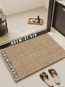 1pc Raw Linen Textured Visual Effect, Lightweight Anti-Slip Doormat, Bathroom Mat, Indoor Entryway Rug, Bathroom Bedroom Mat, Outdoor Carpet, Dirt-Resistant Easy Care, Machine Washable & Ironing, Home Decor Gift