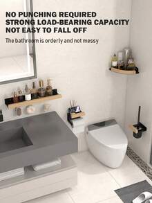 1/4-Piece Home Bathroom Storage Series – Various Styles, Covering Hook Racks, Shelves, Toilet Brush Holders & Toilet Paper Holders - Multicolor - View 7