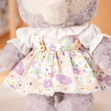 1 Set Nuevo vestido de botones de madera a cuadros/vestido de botones de madera morados/vestido a rayas de botones de madera rosa para ropa de muñeca, incluye 1 pieza de moño, 1 pieza de Top, 1 pieza de falda (muñeca no incluida), adecuado para muñecas de 20cm (7.87in) - 30cm (11.81in), oso de peluche, conejo, ropa linda