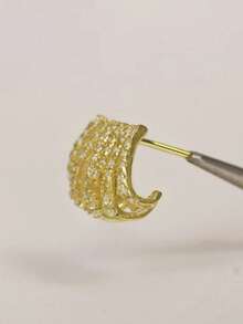 1pc Claw-Shaped Luxurious Rhinestone Copper Gold-Tone Multi-Layer Stud Earrings, Suitable For Dates And Everyday Wear - Gold - View 4