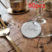 Personalized Acrylic Circle Tall Cup NameTag,Personalized Wedding Name Tag, Wedding Favours Drink Tag Name For Glasses Glass Maer Wine Charm Drink Topper Place Card Ideas Keyring Favour Key Chain Favors,Thank You Label,Wedding Essentials