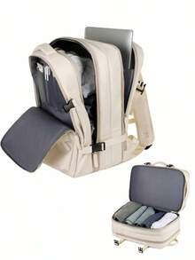 Fall 2024 Large Travel Backpack As Gift, Multi-Compartment Business Laptop Backpack, Lightweight Waterproof Beach Luggage Backpack, Back To School Bag With Usb Port, Travel Essentials, Traveling Essentials - Yellow - View 1