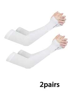 1/2/3/4 Pairs Ladies UV Protection Arm Sleeves, Cooling Compression Tattoo Cap Sleeve For Work, Cycling, Fishing, Halloween, Winter, Casual Plain Colors