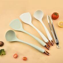 1 Pc Silicone Spatula Ladle Set, Heat Resistant Oil Drainer Slotted Spoon & Food Clip For Non-Stick Cookware - Multicolor - View 9