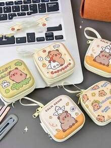 Capybara Mini Coin Purse, Portable Earbud Case With Cute Capybara Design Coins & Keys Holder - Multicolor - View 2