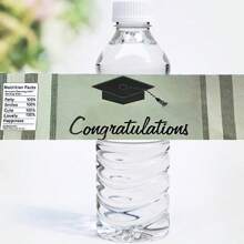 10pcs/Set Graduation Theme Water Bottle Labels, Light Green Background Black Text Gift Wrapping Labels, Suitable For Decorating Drinks, Cans, Cups For Birthday, Shower, Engagement, Picnic Party Occasions, Wedding Water Bottle Labels, Gift Wrapping Supplies
