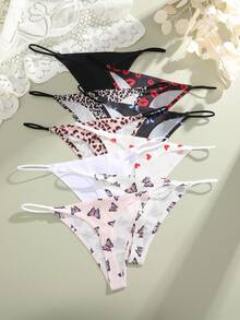 9pcs/Set Women's Solid Color Simple Comfortable Low Waist G-String Panties, Thin Waistband Sexy Seamless Bikini Briefs - Multicolor - View 3