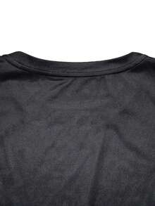 Áo thun nam cổ tròn tay ngắn phong cách mùa hè, vải polyester, thích hợp cho thể thao và tập thể dục - màu đen - Xem 8