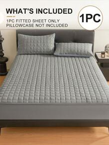 1pc Warterproof Fitted Sheet, Bedding, Waterproof Mattress Protector, Skin-Friendly Mattress Cover, Bedroom Decor, Breathable Quilted Mattress Cover For 8-15" Mattress, Room Decor, Noiseless Bed Mattress Cover For Bedroom, Dorm Room