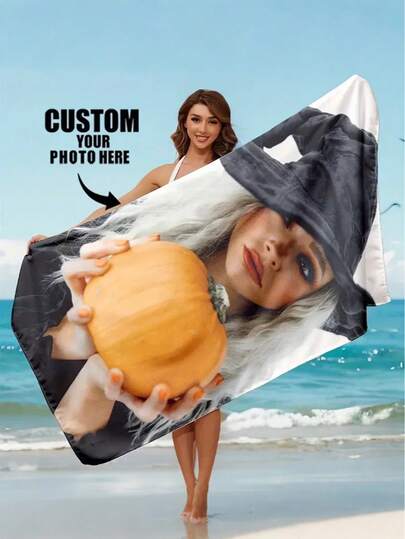 1 Customizable Photo Beach Towel, Personalized Bath Towel, Pool Towel, Vacation Gift, Contemporary Style, Polyester, Rectangular Beach Towel Home Bathroom Decor Summer,Multi-Functional, Ornamental,Reusable,Exquisite,Stylish,High-Quality,Colorful,Modern,Custom,Personalized,Unique,Ideal Gifts For Him,Ideal Gifts For Her,Boyfriend,Dad,Girlfriend,Mom,Family,Friends,Tea Room,Home,Garden,Office,For Anniversaries,For Valentine's Day,For Mother's Day,For Birthdays,For Father's Day,For Graduation,For Weddings,For HousewarmingTravel Essentials Travel Accessories Beach Essentials,Customized Beach Towels,Home Refresh