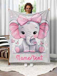 Soft, Lightweight & Warm Customizable Elephant-Themed Flannel Throw Blanket - Perfect For Sofa, Bed, Camping & More With Personalized Name Option - Ideal Gift Idea, Multi-Functional, Ornamental, Letter, Stylish, Baby Fashion, Colorful, Casual, Cute, Kawaii, Adorable, Soft, Unique, Customized, Baby Gifts, Cute Baby, Ideal Gifts For Him, Ideal Gifts For Her, Family, Friends, Daughter, Son, Her, For Children's Day, Spring Break, Customized Kids Swaddling Blankets, Easy Comfort, Kids, Urban Gala,Modern,Colorful,Cute,Christmas Gift - Multicolor - View 7