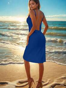 Summer Beach Holiday Casual Wrap Sling Dress For Women, New Sexy Wrap Dress Design