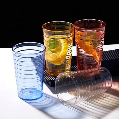5 piezas de vasos de bebida de plástico irrompible, transparentes, reutilizables, apilables, adecuados para bebidas frías, restaurantes, picnics al aire libre y desayunos, vajilla de picnic | Vajilla transparente | Vasos reutilizables
