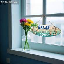 1Pc Summer Decoration Wooden Hanging Sign, Beach Seahorse Seahorse Elements Wooden Prints Art Hanging Painting Wall Decoration Door Decoration Garden Hallway Decoration