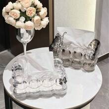 1pc Elegant Paper Tissue Box Holder, Luxury Home Decor Living Room Tea Table Tissue Box, Creative Transparent Paper Dispenser For Decoration