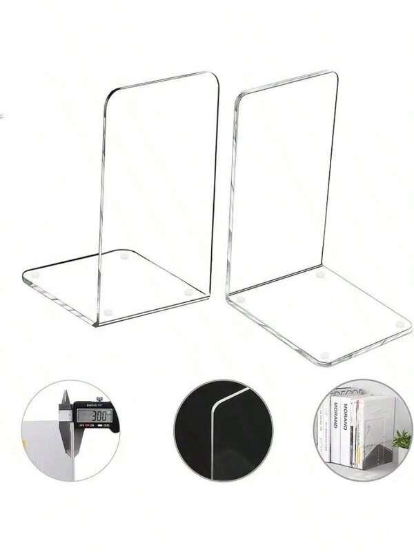 6 soportes acrílicos transparentes para libros VMUTGA, soporte para libros para oficina, escuela, biblioteca, dormitorio, decoración transparente