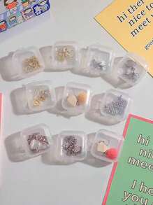 10pcs Plastic Transparent Small Square Box, Jewelry Box Earplug Small Box. Jewelry Mini Earring Box, Storage Box, Suitable For Bedroom Living Room Storage Summer Goods For Women Storage Organizer Gift Back To School