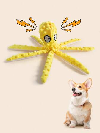 Hollypet Brinquedo de pelúcia em formato de polvo para cães, com apito. Brinquedo macio e com apito para cães de porte médio e grande. Brinquedo interativo para cães que evitam o tédio. Brinquedo resistente para mastigar, com som, ideal para brincar dentro de casa, no quarto ou no jardim. Brinquedo de pelúcia resistente a mordidas que os animais de estimação adoram.