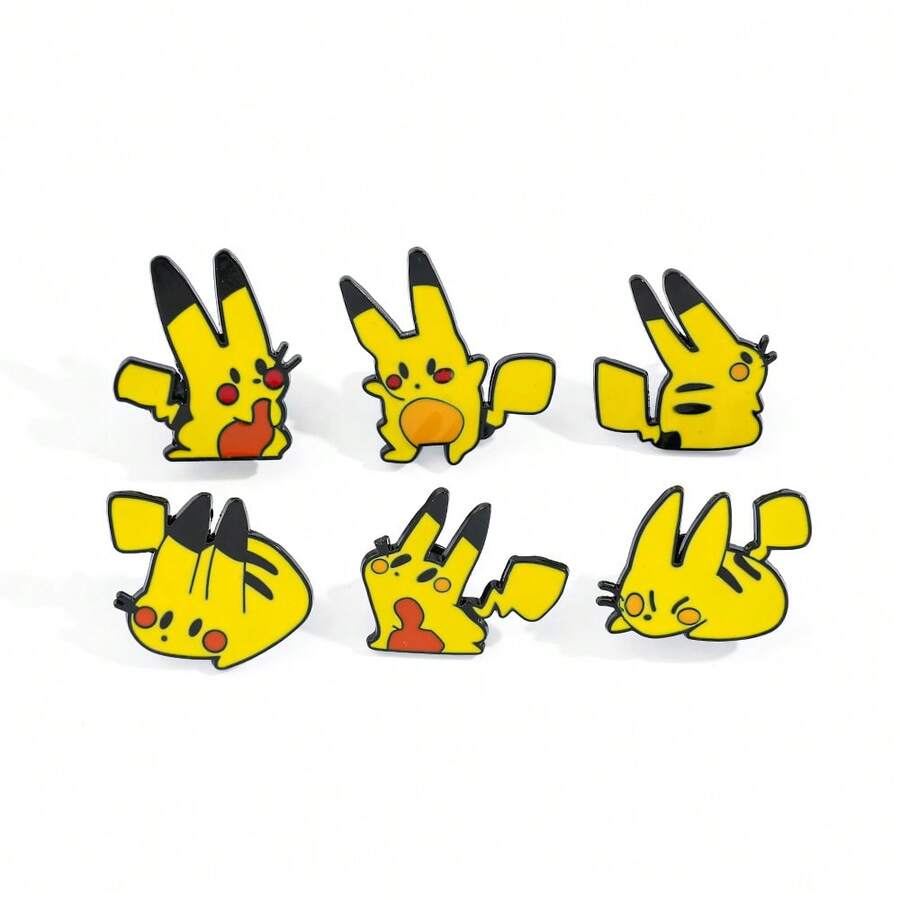 Pocket Monsters 1/6 Pcs Cartoon Anime Brooch Set Creative Pikachu Enamel Pin Jewelry Fashion Animal Metal Badge Backpack Clothing Accessories A Gift For Friends - One Size - View 1
