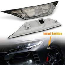 2Pcs Smoked Lens LED Side Marker Lights Shell Front Bumper Side Lamp Case Compatible For Civic 2016-2021 34300-TET-H01 (Without Bulb) - 2pcs - View 3
