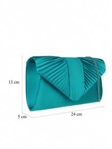 Girly Handbags Women Pleated Satin Clutch Bag - Teal Blue - View 3