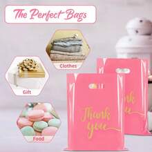 50 piezas Bolsas de regalo color rosa "Gracias" para boda, cumpleaños, fiesta, empaque de ropa, regreso a la escuela, Día de San Valentín - 50 pcs - Ver 5