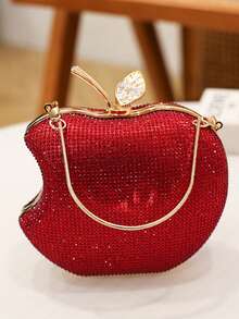 Hand-Held Apple Hot Drilling Dinner Bag Is Luxurious And Elegant, Making It Shine Throughout The Dinner Party - 紅色 - 查看 2