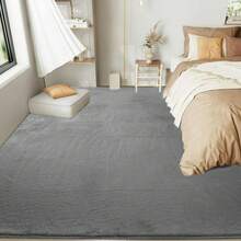 Sour Lemon 1pc Thick Soft Rugs Living Room, Faux Rabbit Fur Rug Area Rugs For Bedroom Rug, Anti Slip Rug Large Smooth Luxury Floor Carpet Short Pile Area Rug For Living Room, Bedroom, Perfect Gift For Mothers' Day - Dark Grey - View 11