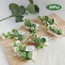 VICKYO 30 套迷你香皂礼品，适合宾客，小香皂配迷你仿桉树绿叶礼品卡，适合迎婴派对、新娘送礼会、婚礼生日派对，适合宾客